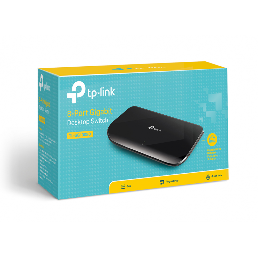 TP-Link TL-SG1008D - Network Switch, Unmanaged, Gigabit Ethernet 
