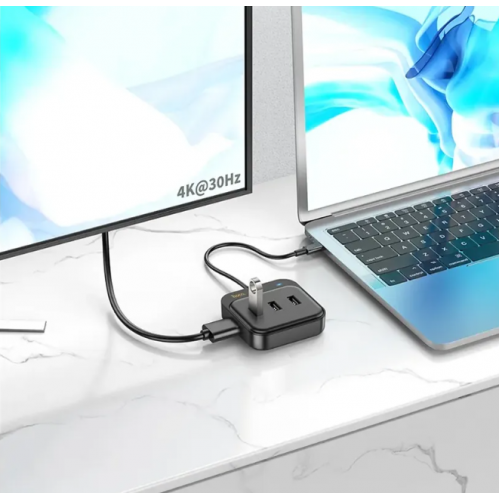 Προσαρμογέας Hoco HUB 5σε1 USB-C σε HDTV + USB3.0 + 2x USB2.0 + USB-C PD100W Multiport, 0,2 μ, μαύρο (HB36)