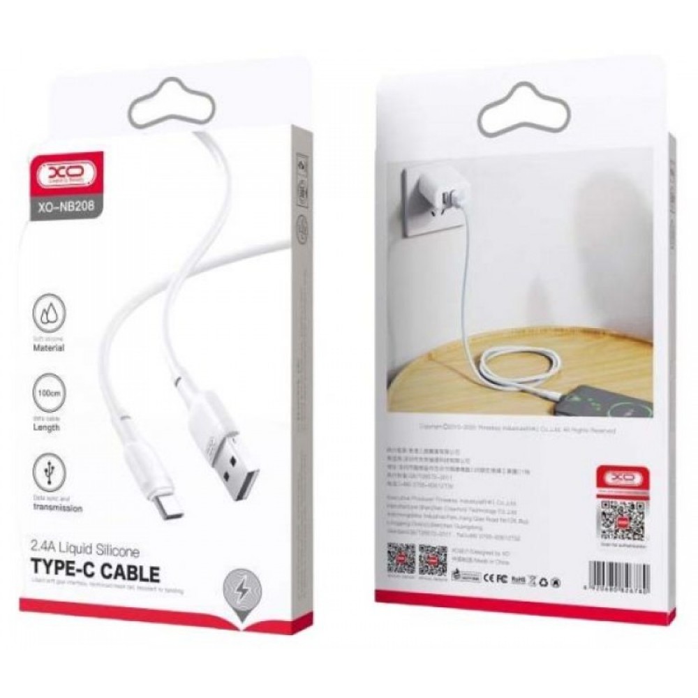 XO NB208 Καλώδιο Φόρτισης + Data Type-C 1m White