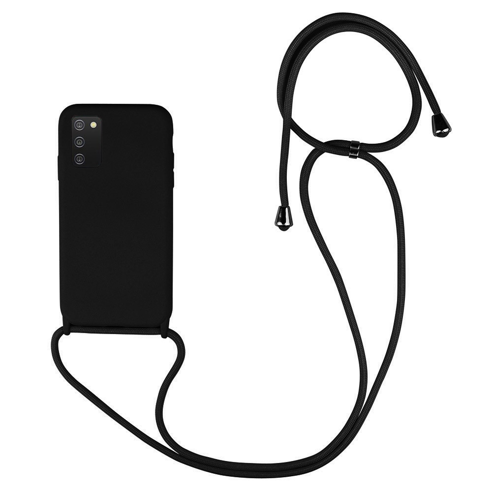 ΘΗΚΗ TPU ΓΙΑ SAMSUNG A02s ΜΕ ΛΟΥΡΑΚΙ CROSSBODY  ΜΑΥΡΟ