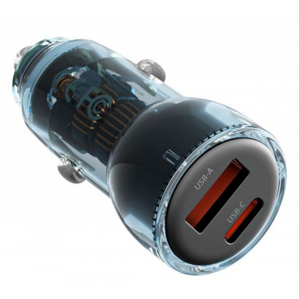 XO CC60 Smart Διαφανής Φορτιστής Αυτοκινήτου A30W+C30W/Ταυτόχρονη 60W Μαύρο
