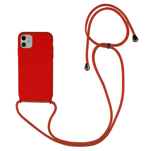 CROSSBODY STRAP TPU CASE FOR IPHONE 13 (6.1'') κόκκινη