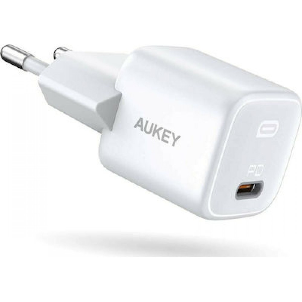 Aukey Φορτιστής Χωρίς Καλώδιο με Θύρα USB-C 20W Power Delivery Λευκός (PA-B1)